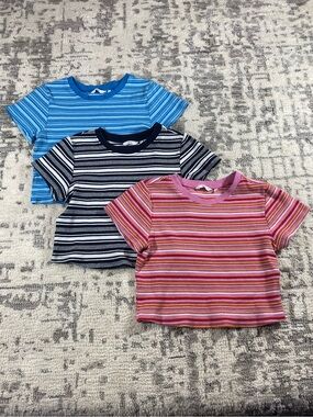 Lot of 3 Defrost Striped Crop Top